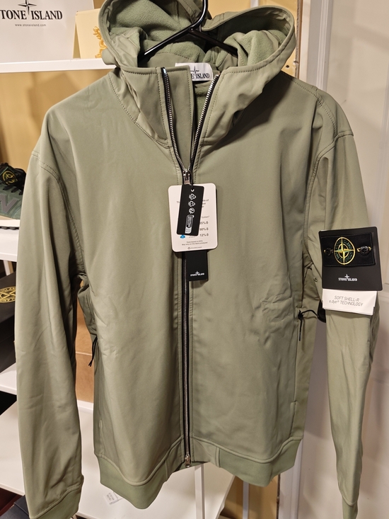 Stone Island Other - Stone Island Men's Olive Green Soft-Shell Hooded Jacket